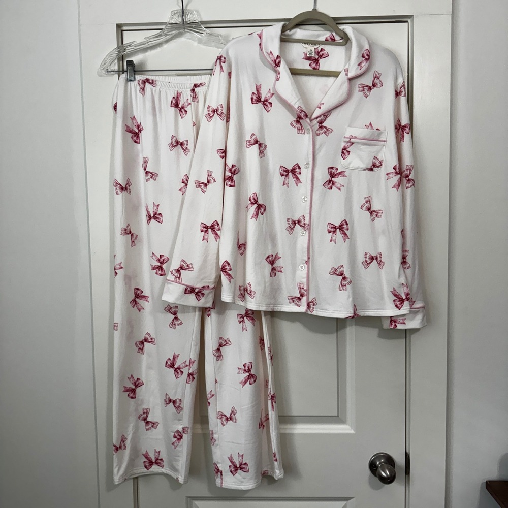 Laura Ashley XL Pajama Set ~ Coquette Pink Bows Super Soft